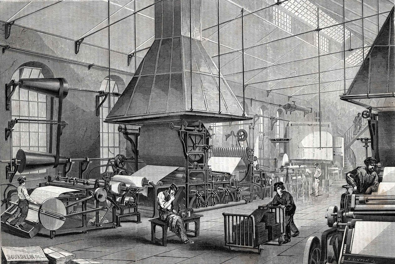 A sala de máquinas de uma papelaria. Gravação de Unknown artist