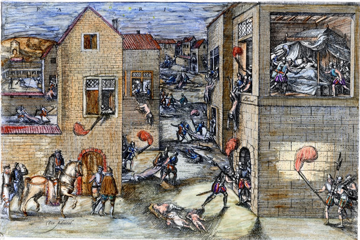 O massacre de Saint Barthelemy (1572).gravura do século XVII. de Unknown artist
