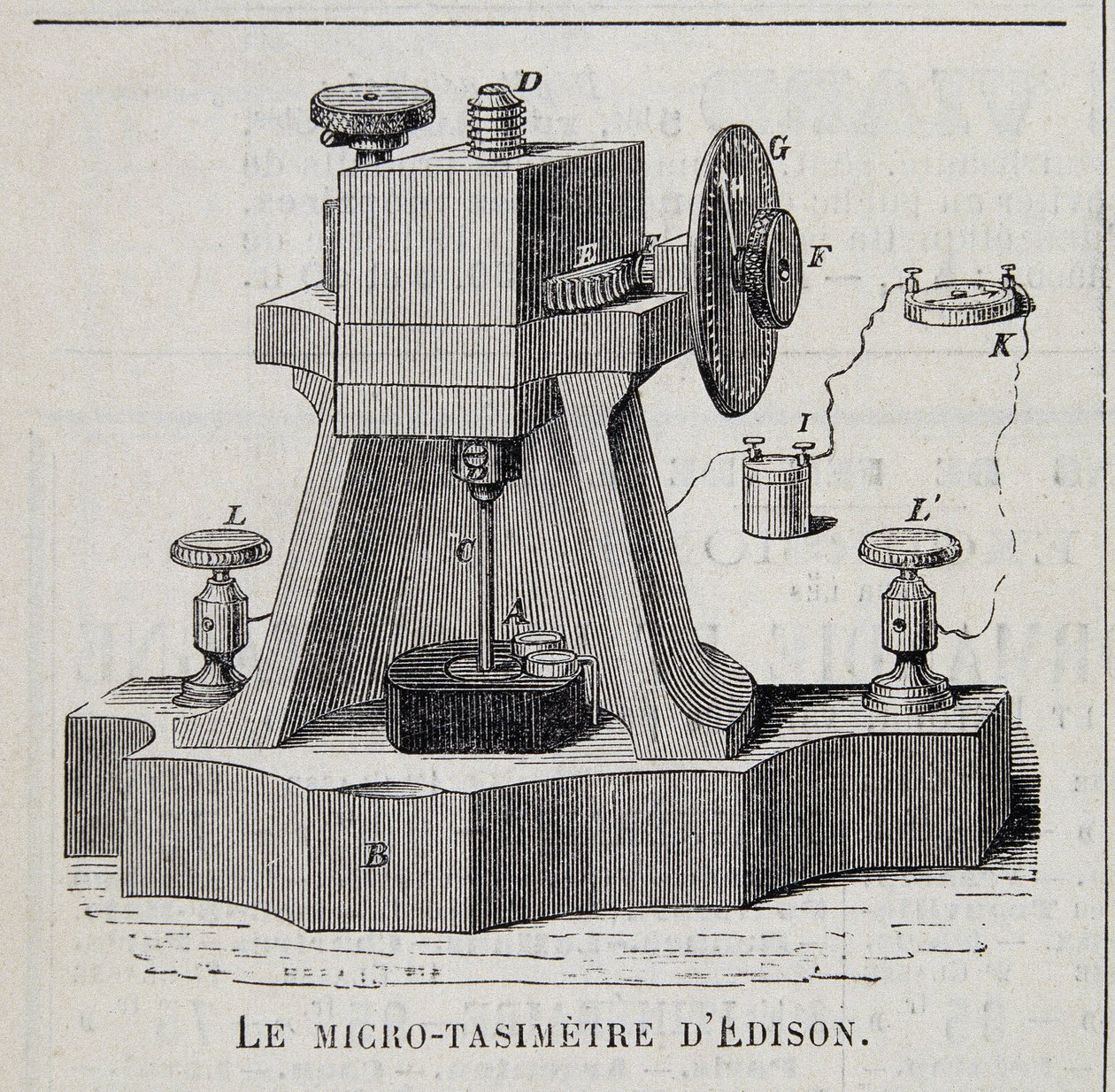 O micro-tasímetro de Edison - gravura, final do século XIX de Unknown artist