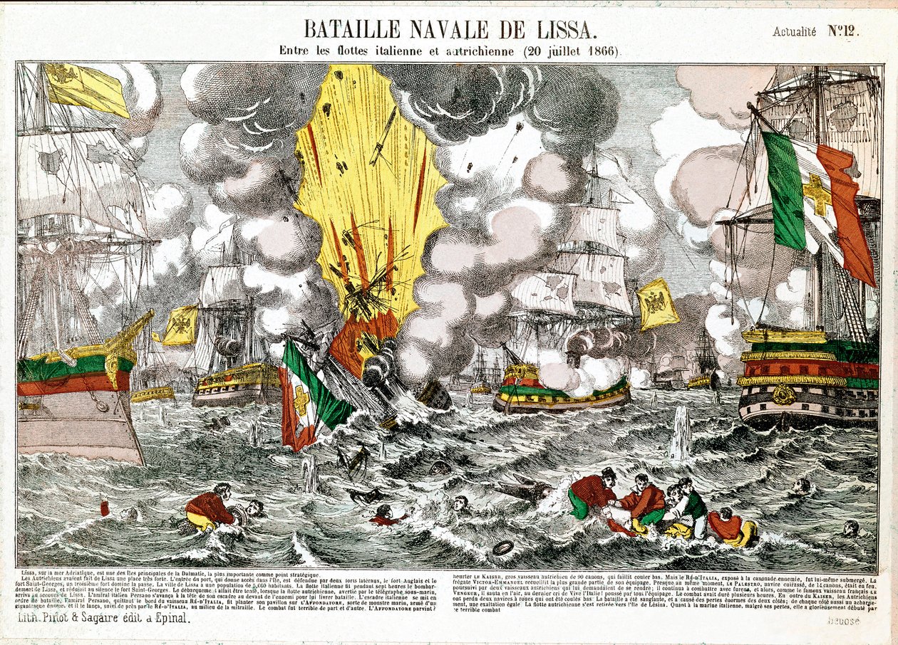 A batalha naval de Lissa (Mar Adriático), 20 de julho de Unknown artist