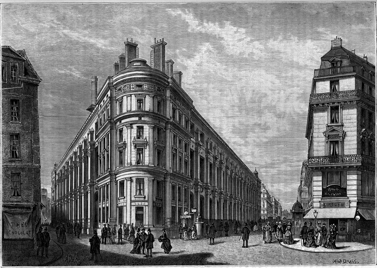 O novo Hotel des Postes de la Rue du Louvre em Paris, após a sua reconstrução. Gravação no jornal "La jeunesse". de Unknown artist