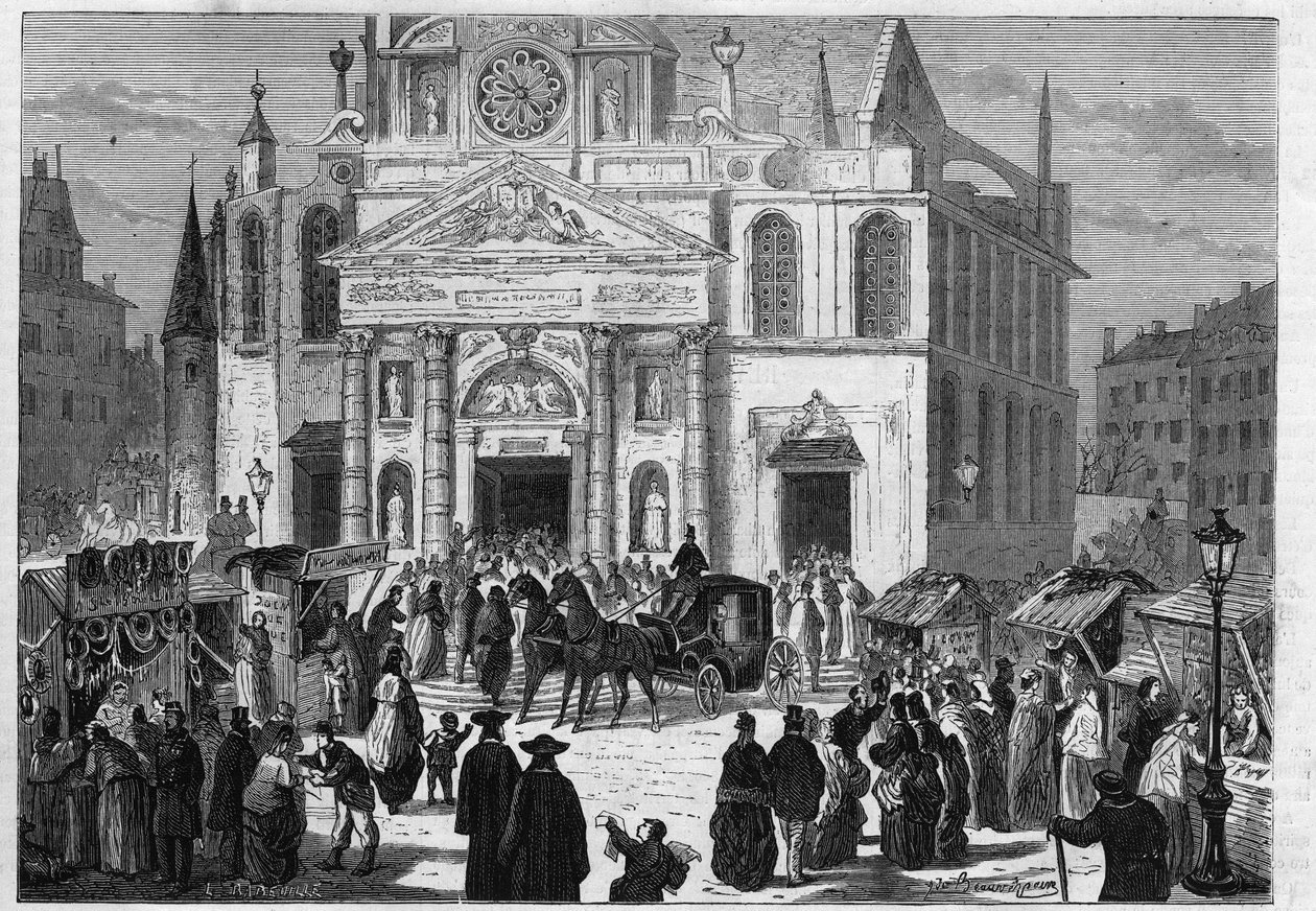 A novena de Sainte Genevieve na igreja de Saint Etienne du Mont (Saint-Etienne-du-Mont) em Paris de Unknown artist