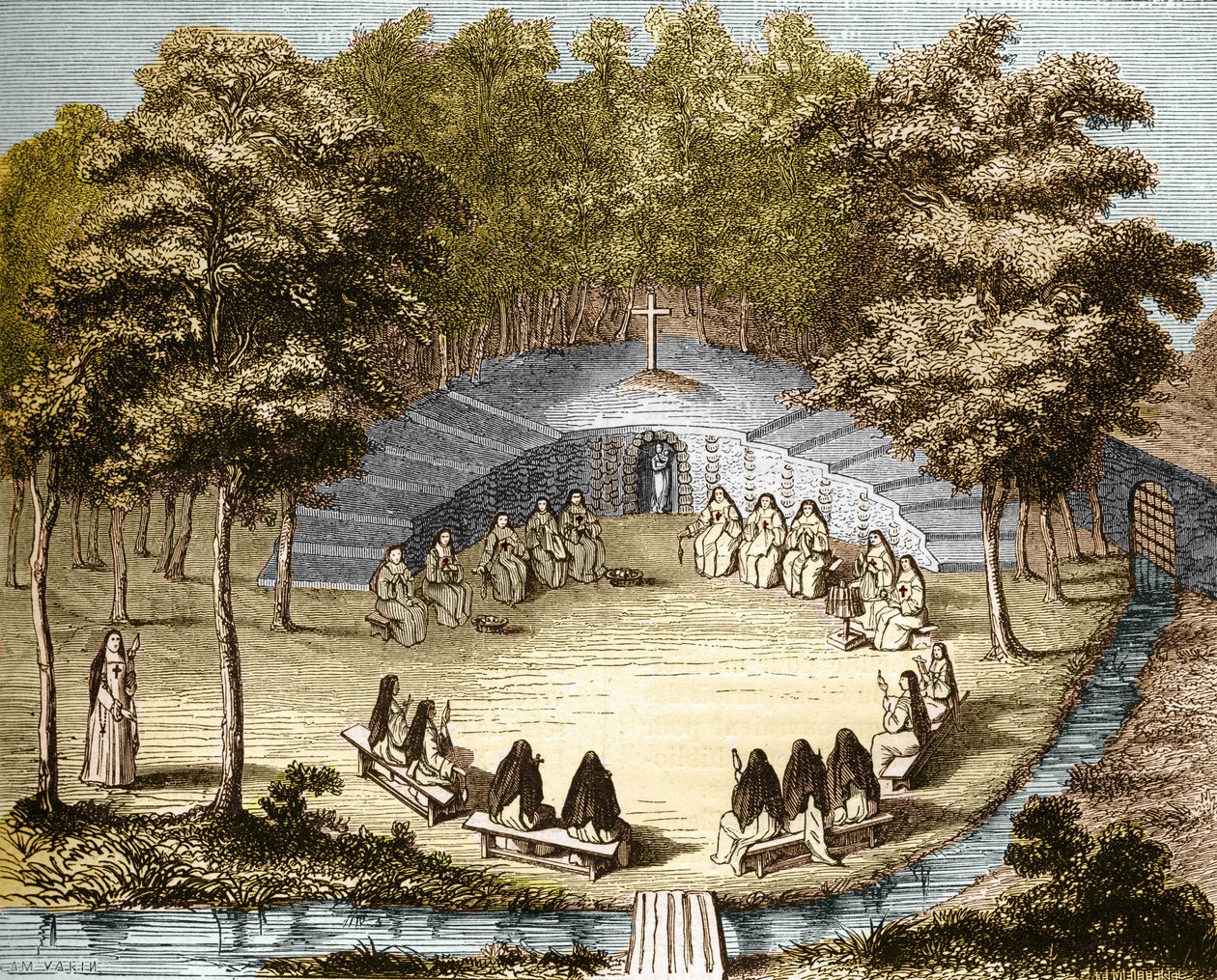 As freiras de Port-Royal-des-Champs (Port Royal des Champs) fazem a palestra em solidão. de Unknown artist