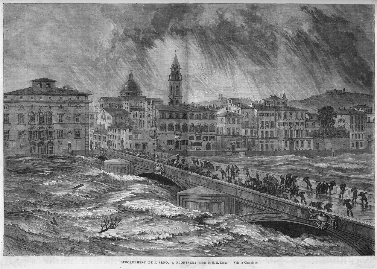 O transbordo do Arno para Florença em 1868. de Unknown artist