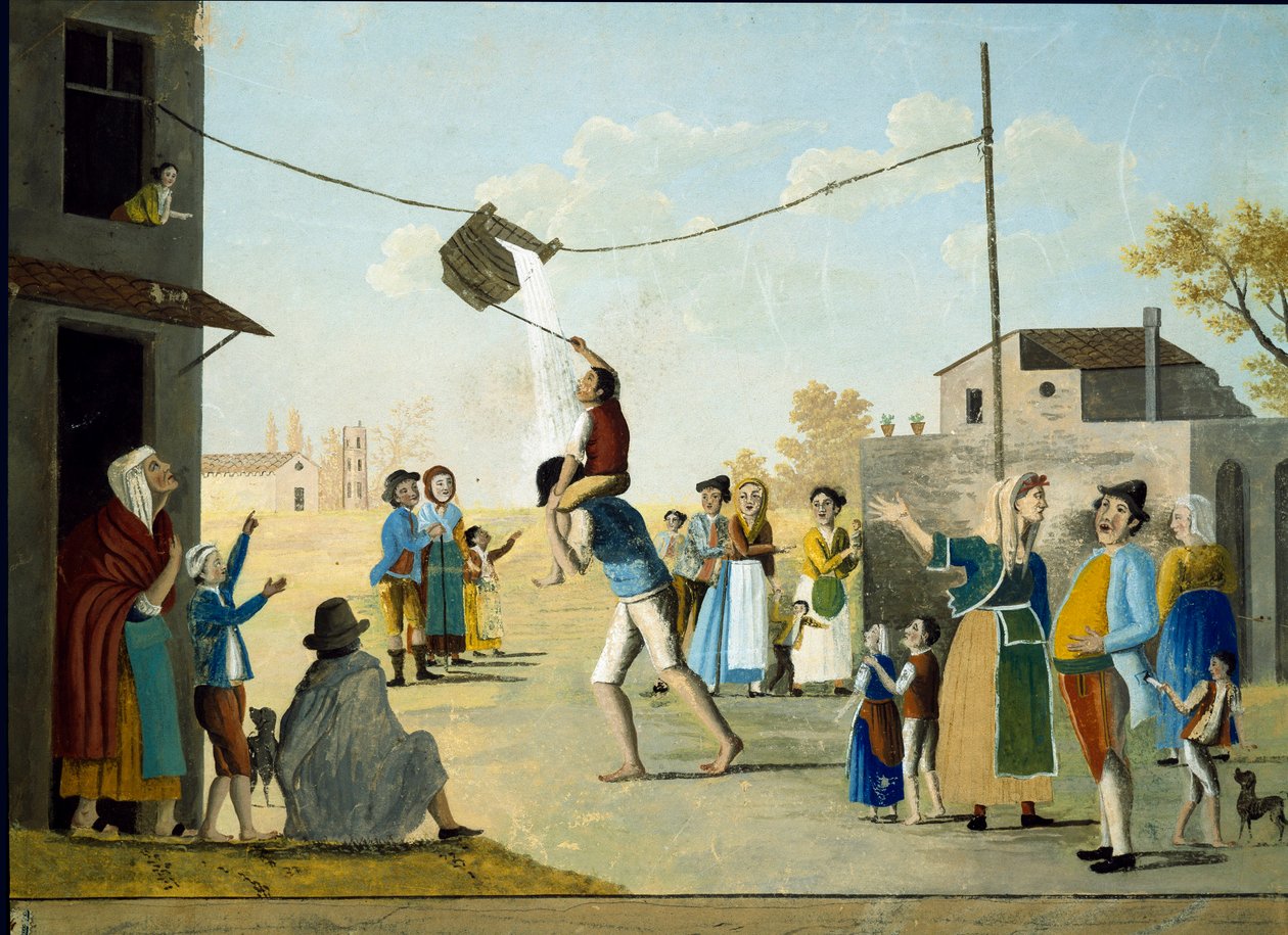 O jogo popular do balde na pintura de Nápoles Anônimo. Século 19 Museo Nazionale di San Martino de Nápoles de Unknown artist