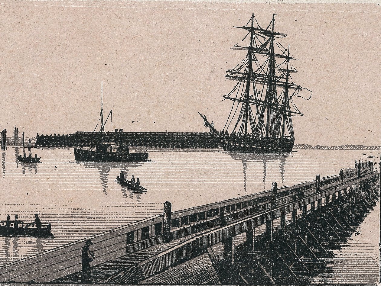 O porto da cidade de Calais em "O mundo ilustra 168 vistas" Sem data (final do século XIX) de Unknown artist