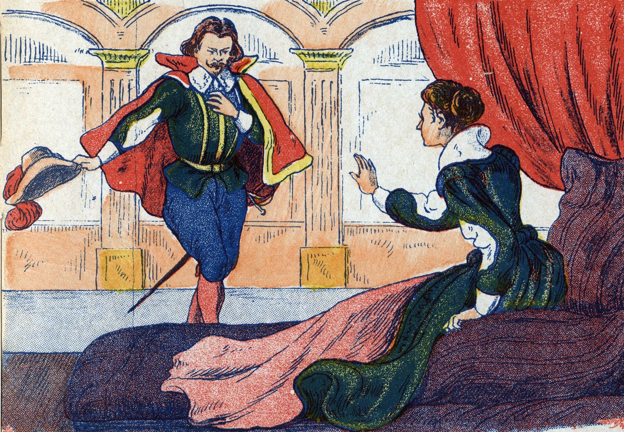 O despertar da princesa. Ilustração de "La belle au bois dormant", conto de Charles Perrault (1628-1703), escritor francês. Ilustração anônima. Imagery Marcel Vagne, Jarville Nancy, sem data (final do século XIX). de Unknown artist