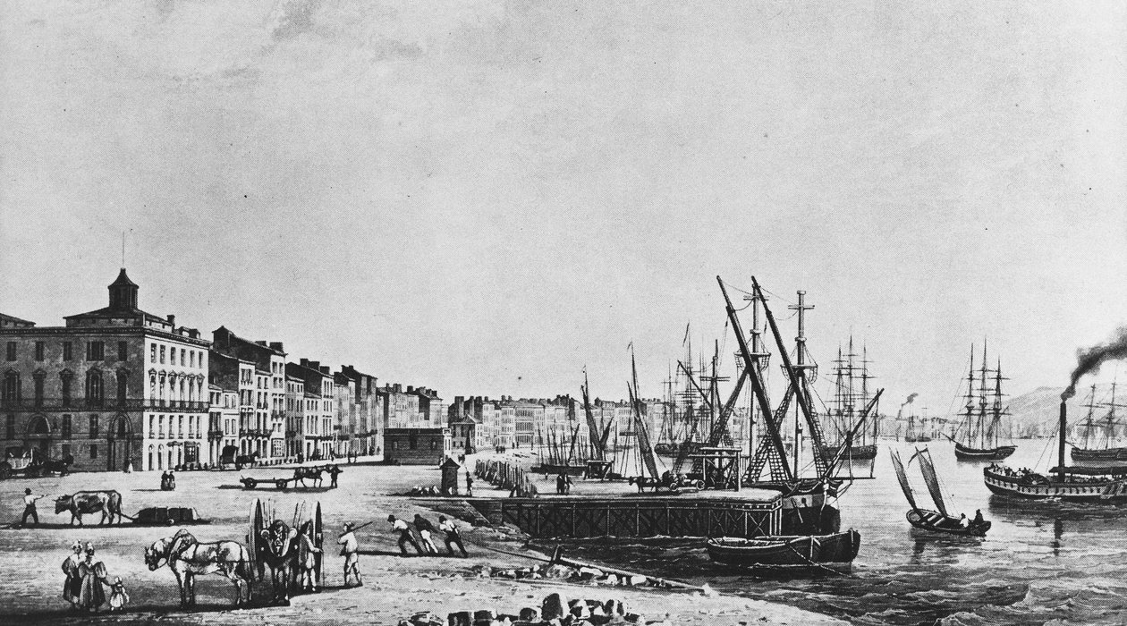 Os cais de Bordeaux em 1833 de Unknown artist