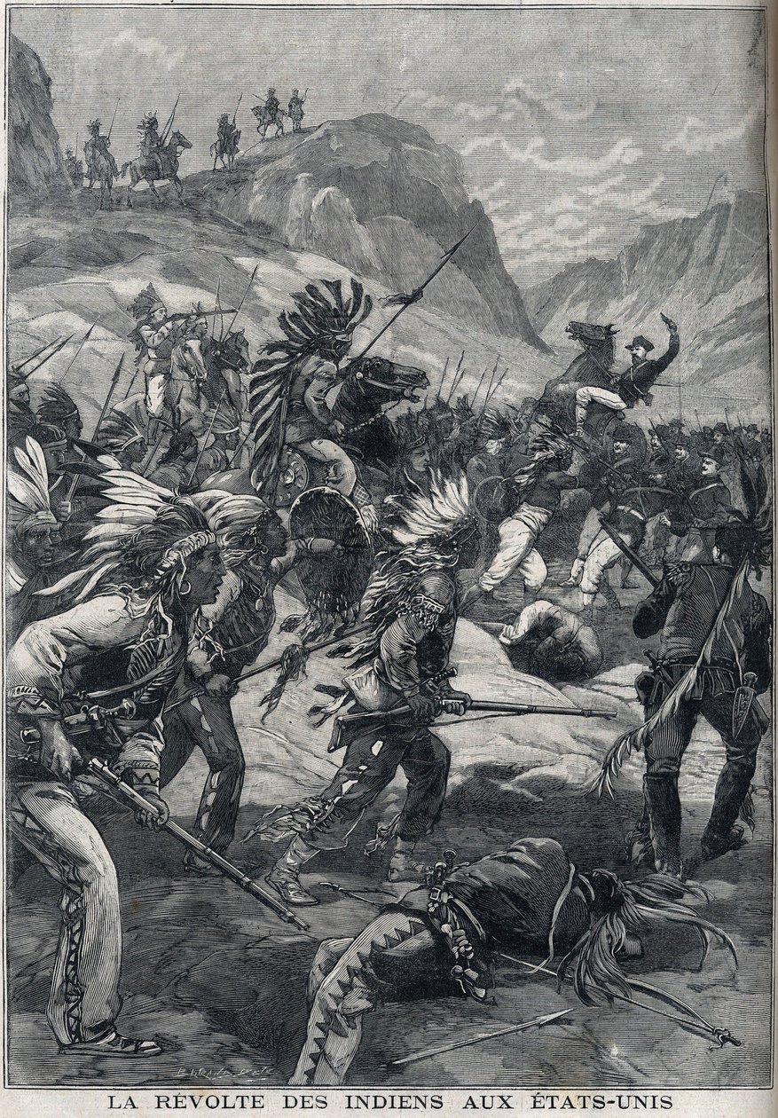 A revolta dos índios de pele vermelha do norte de Minnesota, nos Estados Unidos, em 1898. de Unknown artist