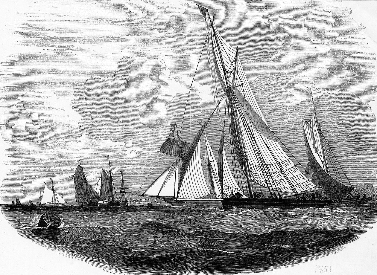 As regatas de Cowes em 1851 - gravura, Bibl. des Arts deco. de Unknown artist