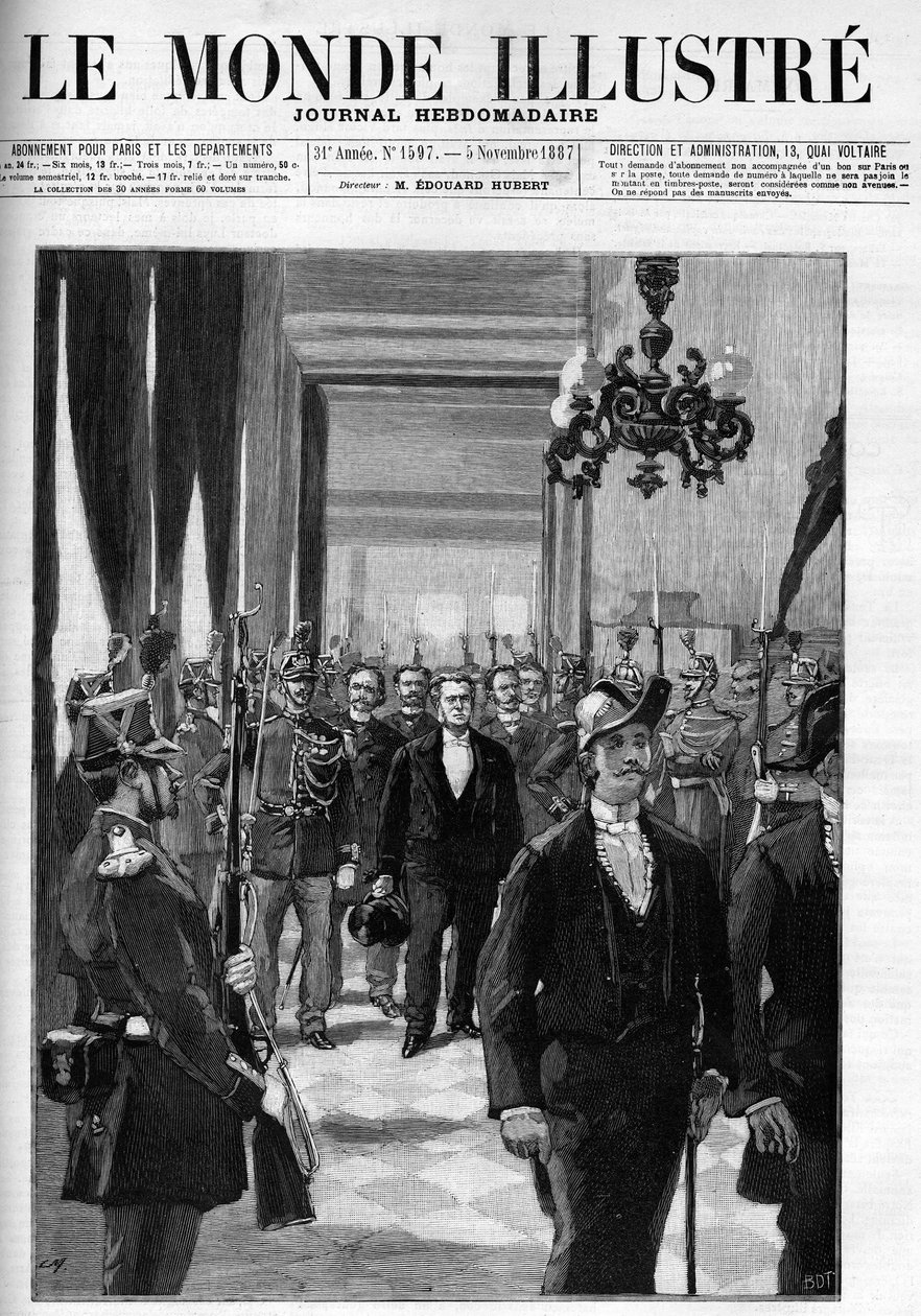 Os quartos alugados em 1887, com o Presidente Charles Floquet na cabeça (1828-1896). Capa do "The Illustrious World" de 1887. de Unknown artist