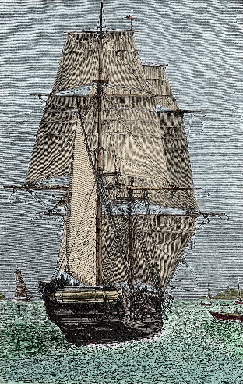O navio "Beagle" (expedição em que Darwin participou como naturalista de Unknown artist