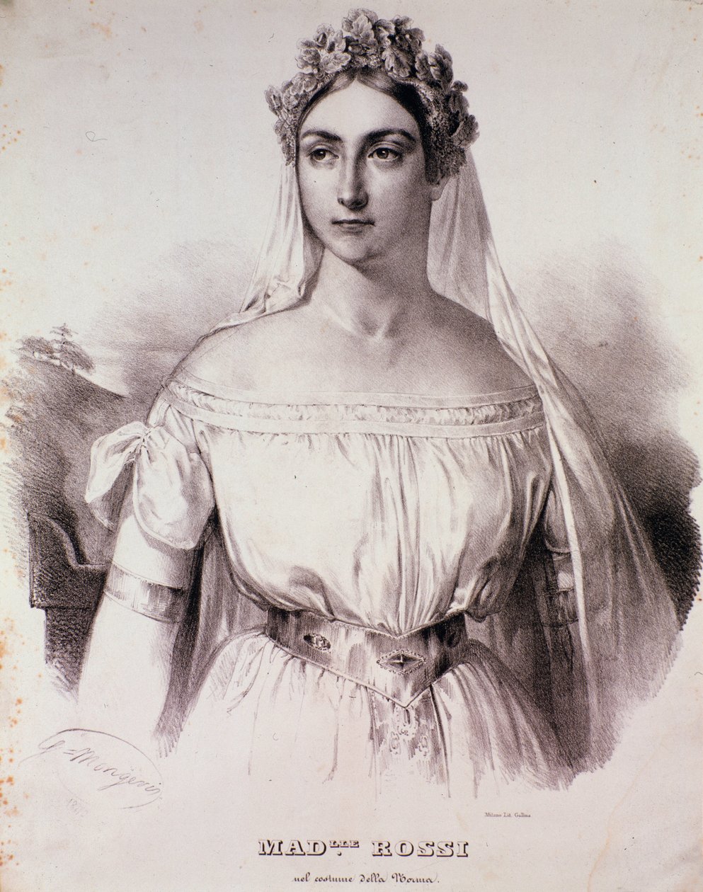 A cantora Mademoiselle Rossi na ópera La Norma de Unknown artist