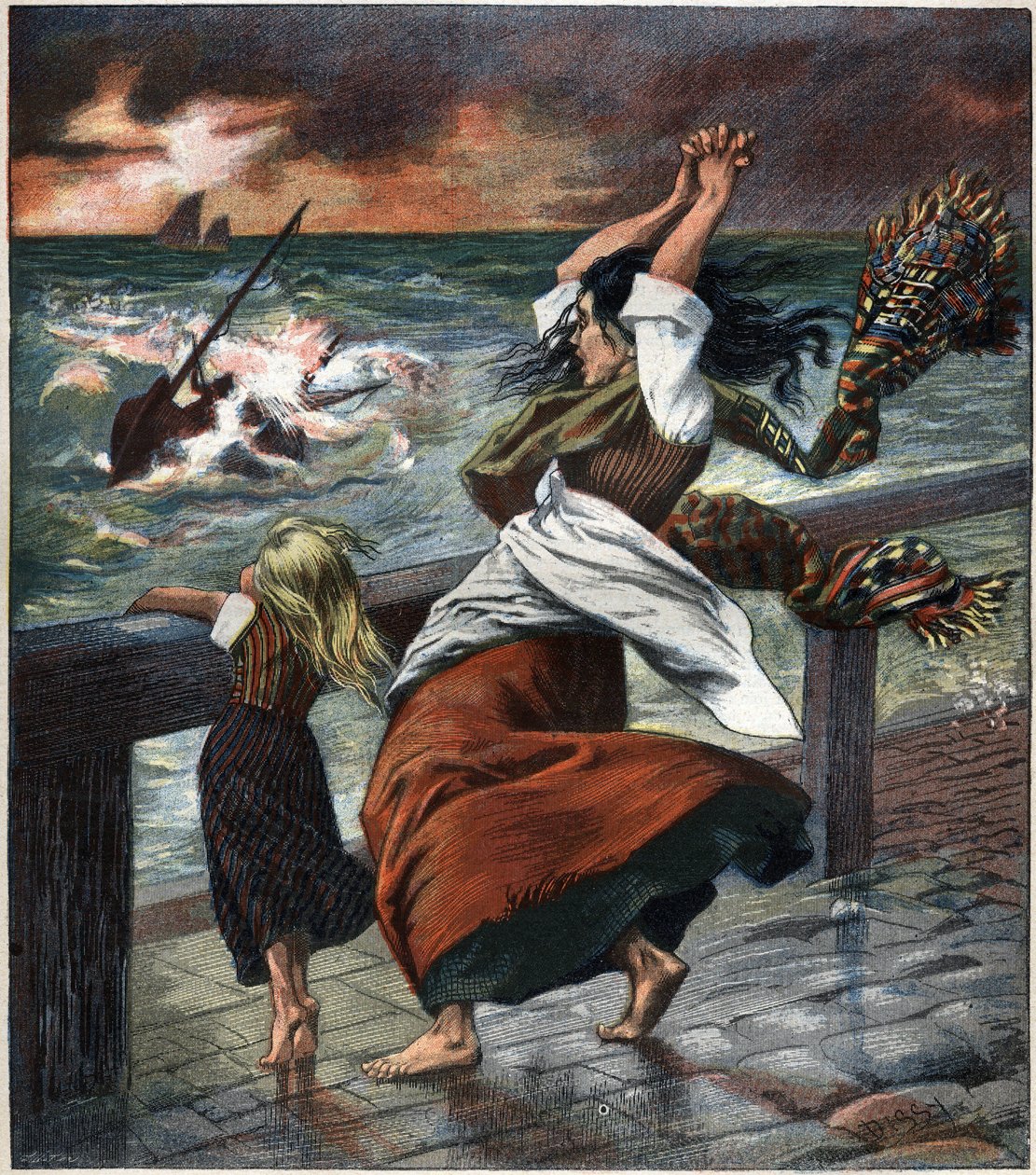 A esposa do pecador. Gravura de 1892. de Unknown artist
