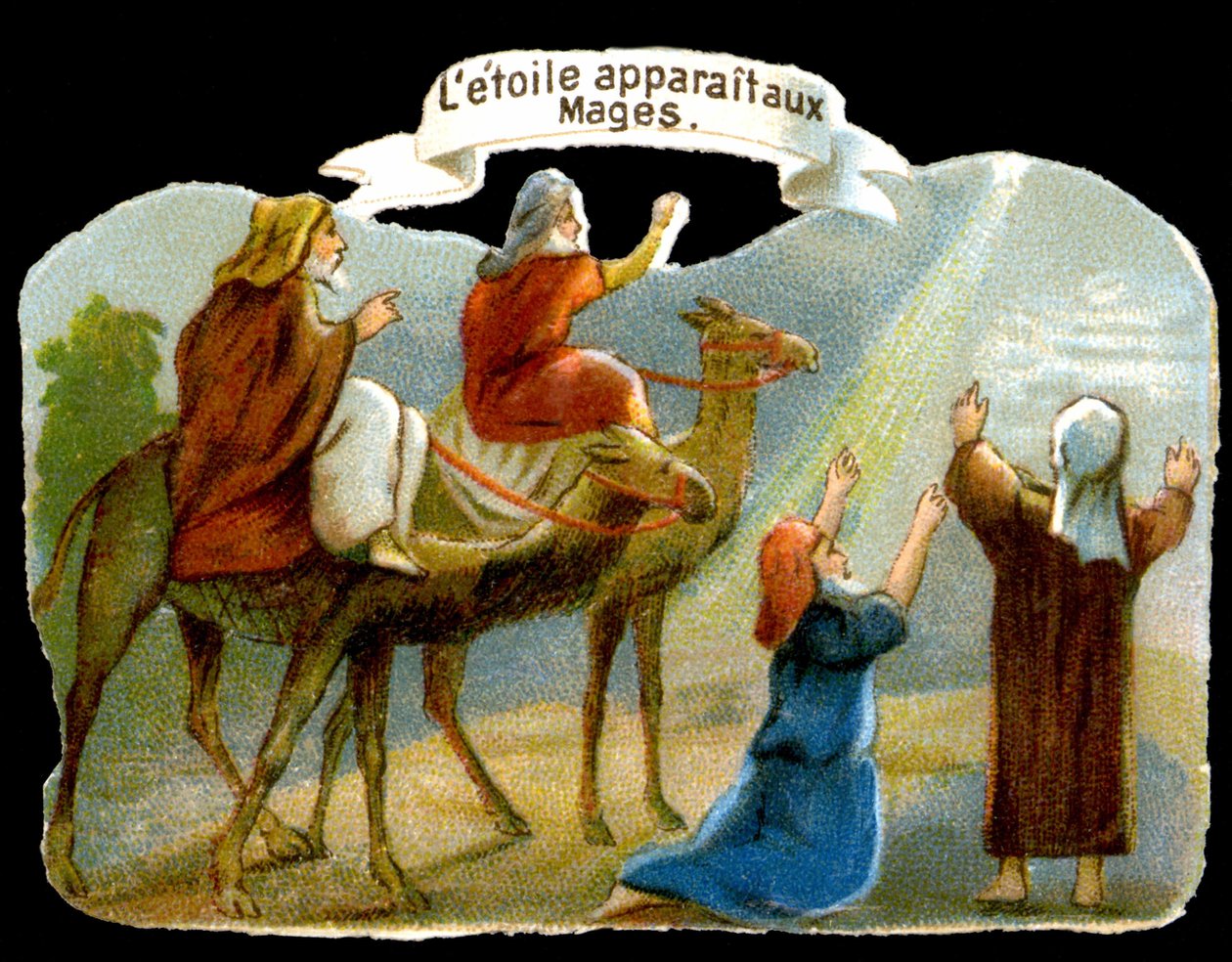 A estrela que aparece aos Reis Magos para guiá-los a Cristo. A cromolitografia do século XIX. de Unknown artist