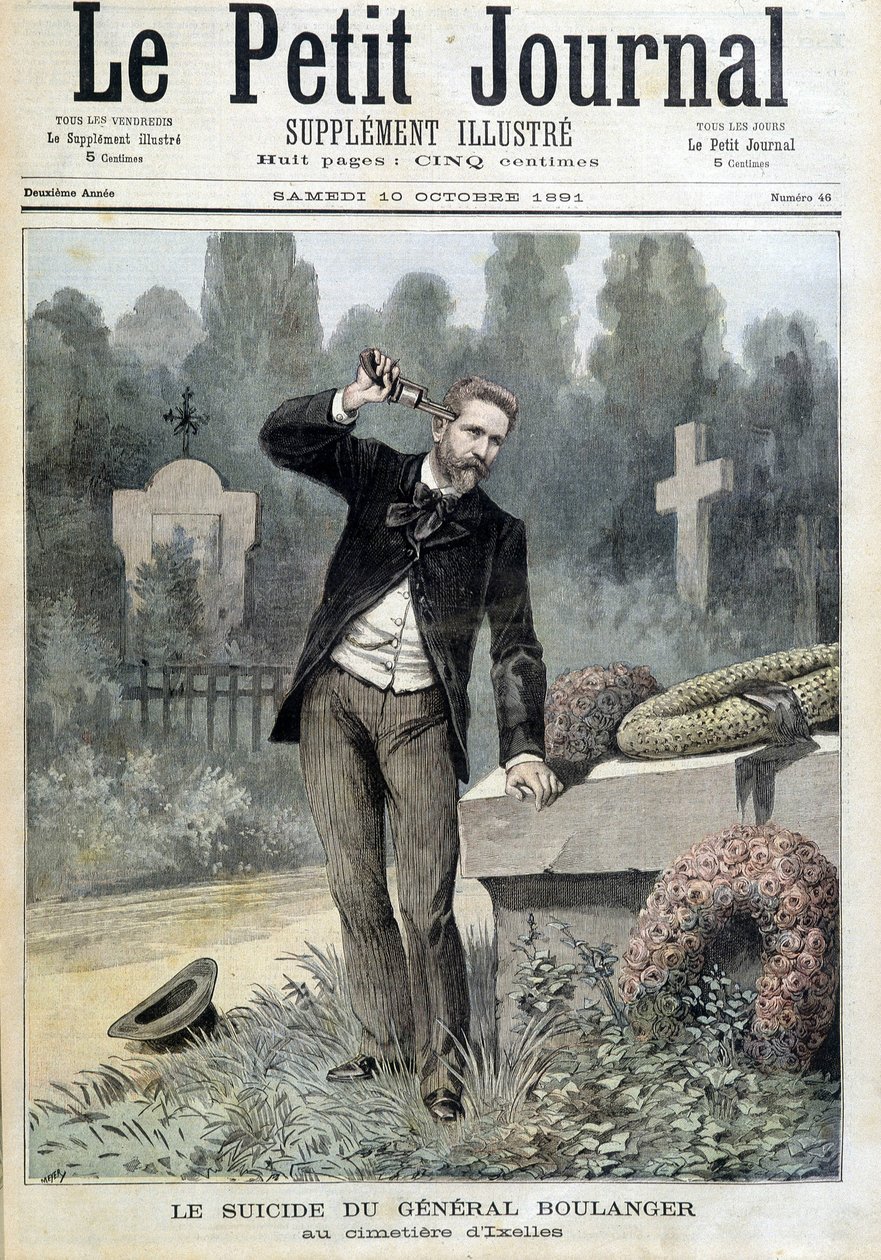 O suicídio do General Boulanger no cemitério de Ixelles - no "Le Petit Journal" de 10/10/1891 (gravura) de Unknown artist