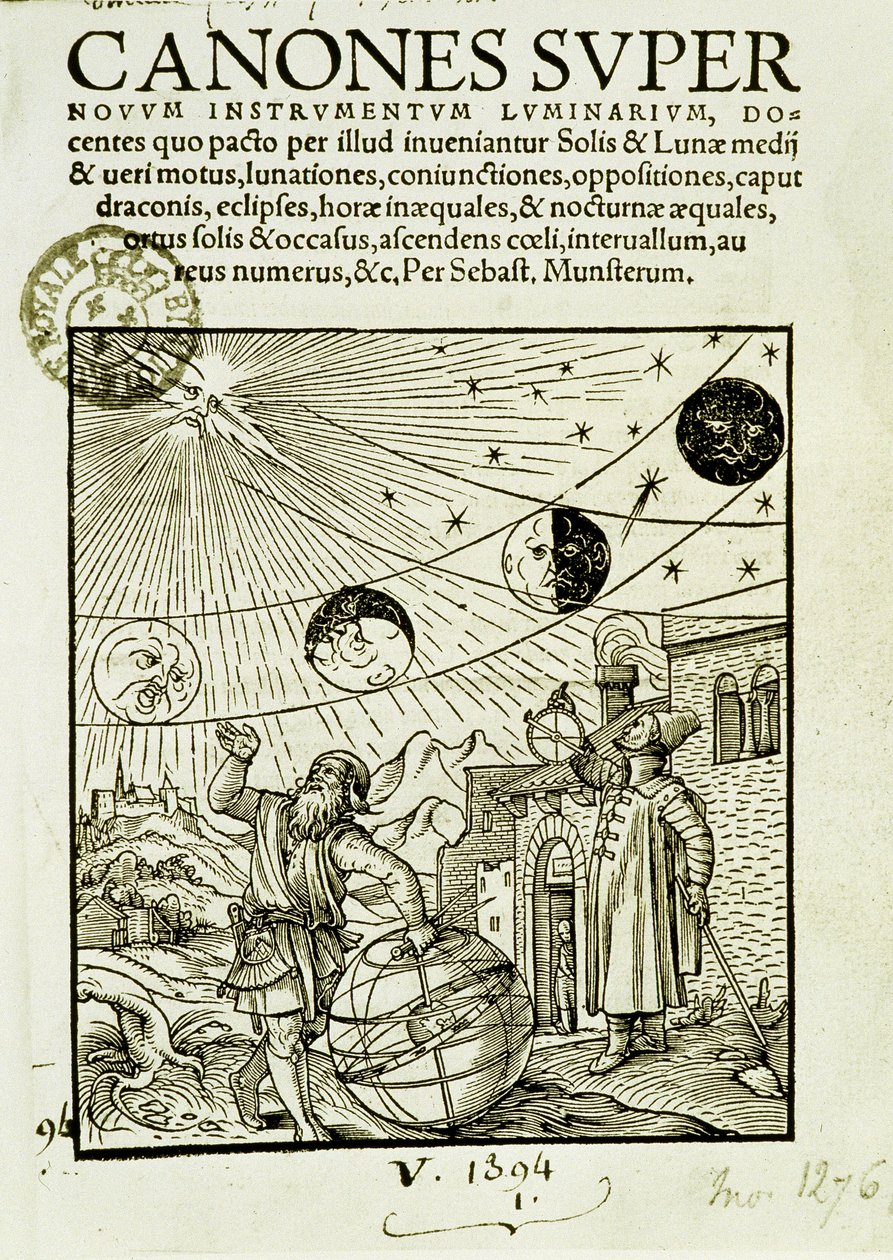 Os movimentos do sol e da lua observados pelos astrônomos - frontispício do livro "Super Canones de Unknown artist