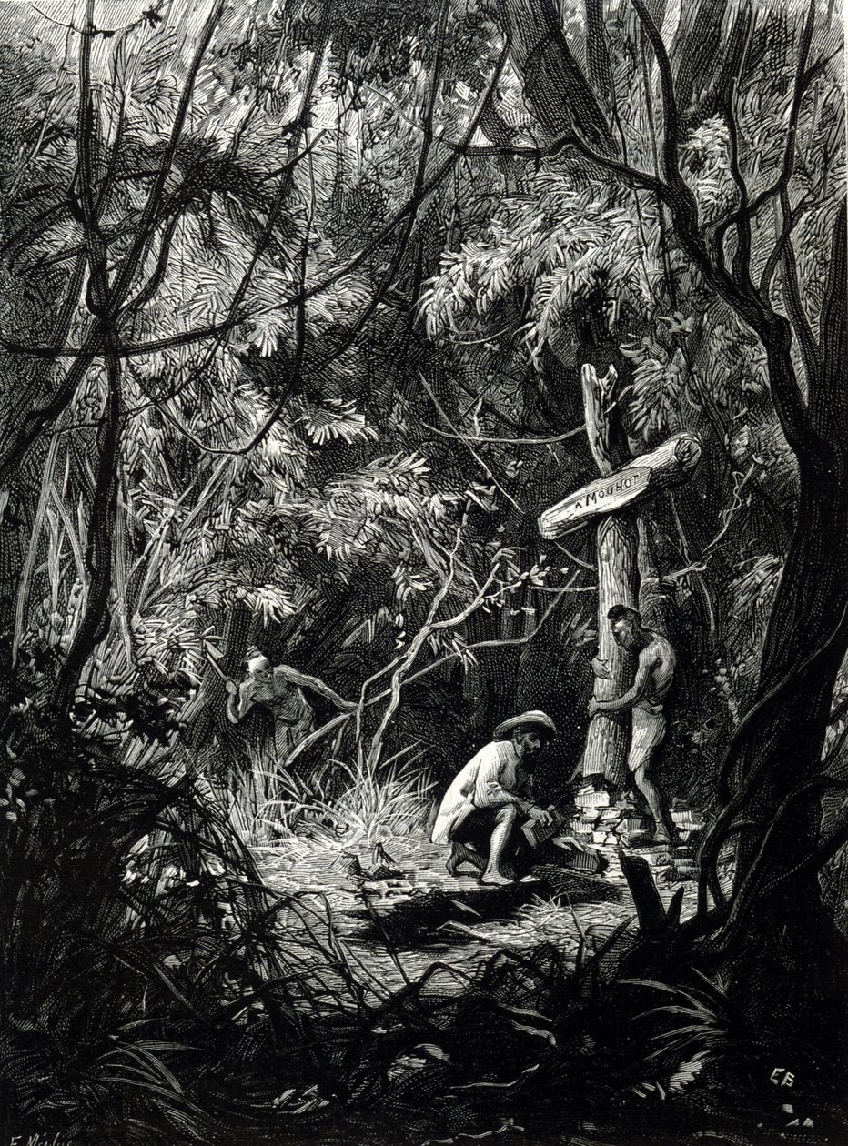 O túmulo do explorador Henri Mouhot na Indochina. de Unknown artist