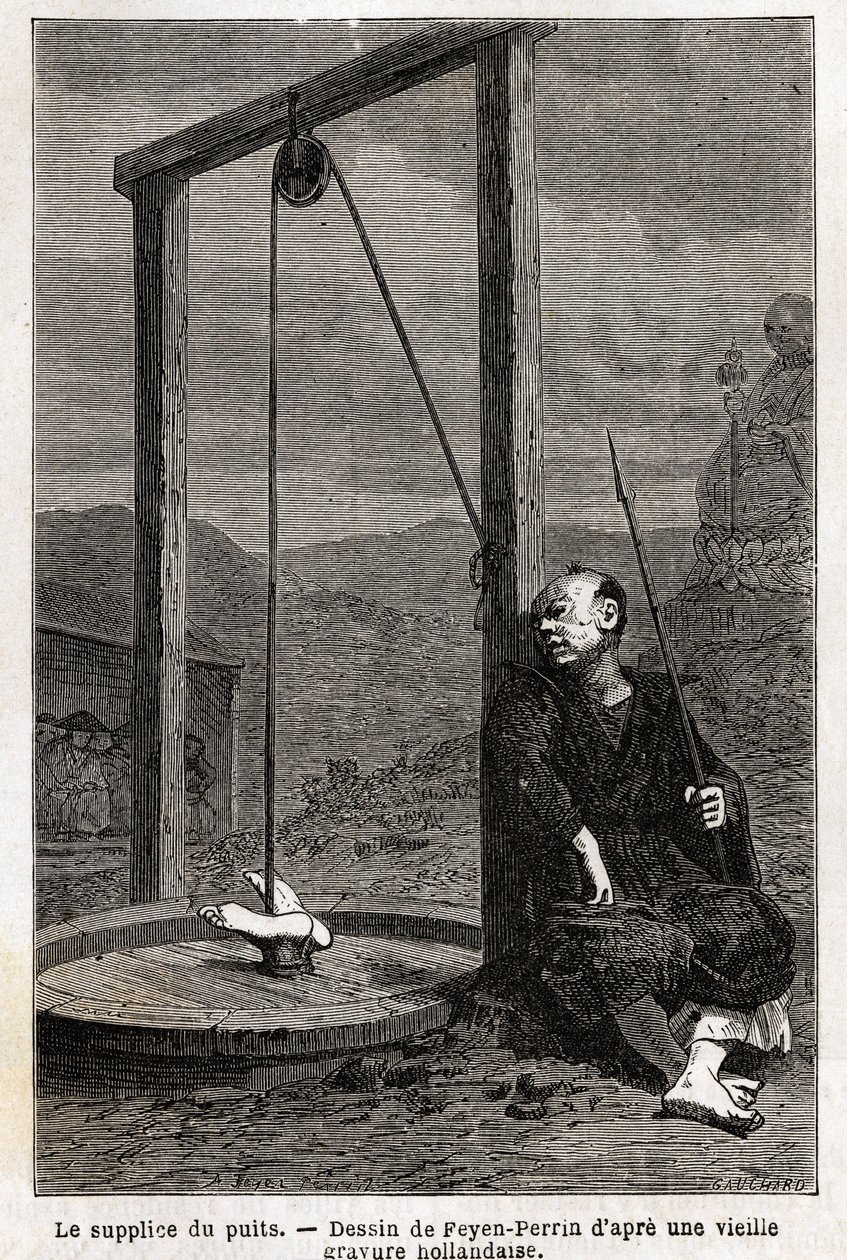 O tormento do poço, a vítima, cabeça baixa, é pendurada numa cisterna, que é fechada com tábuas para torná-la completamente obscura, a morte não leva à supplicação até cerca de dez dias depois, este tormento foi muito usado contra os cristãos japoneses que de Unknown artist