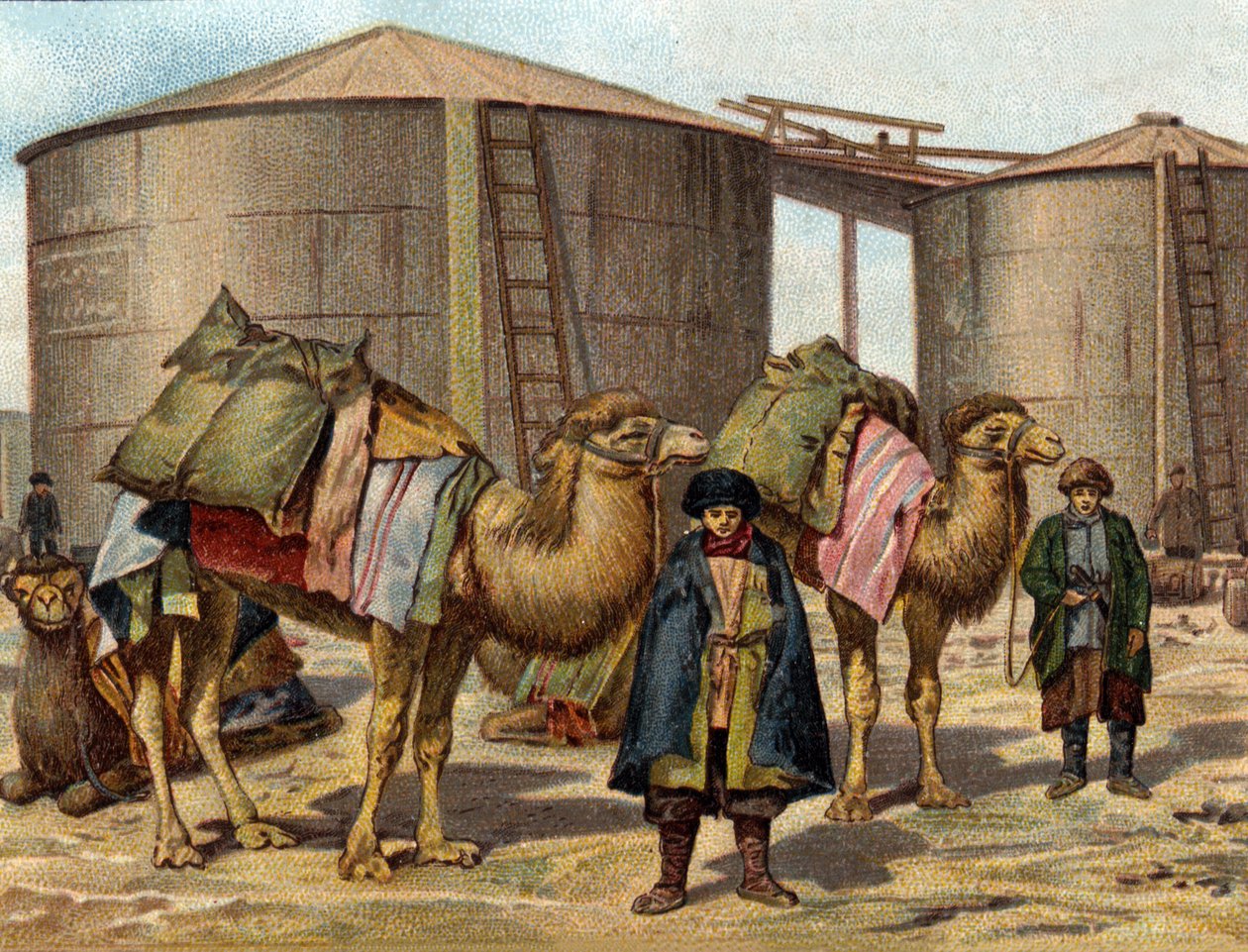 O transporte de petróleo em camelos no Cáucaso. de Unknown artist