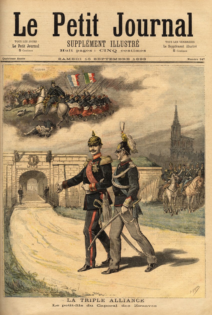 A tripla aliança entre Alemanha, Áustria, Hungria e Itália, acusada pela França de traição desde que o príncipe Victor (1862-1926) visitou Guilherme II (1859-1941), imperador dos alemães, o príncipe é chamado de neto do cabo dos Zouaves, porque a sua g de Unknown artist