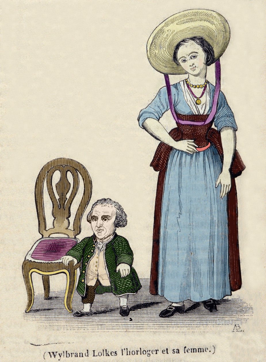 O relojoeiro Wylbrand Lolkes com a sua mulher. Gravura do século XIX. de Unknown artist