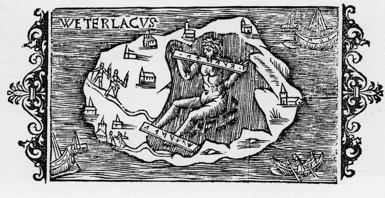 A cadeia de bruxas - in "Historia de Gentibus Septentrionalibus" de Olaus Magnus, Roma 1555 de Unknown artist