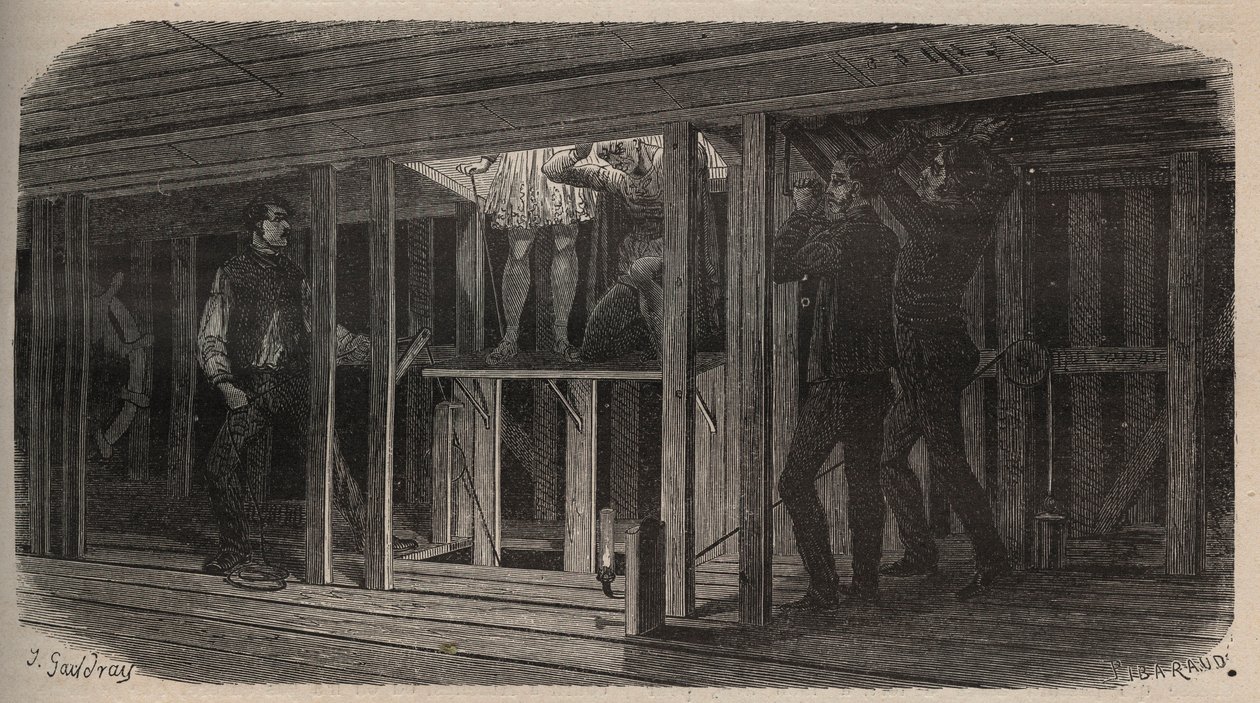 Truques de teatro - engolir - gravura de 1875 de Unknown artist