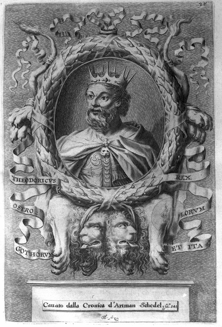 Teodórico I o Grande (v. 454-526), rei dos ostrogodos (474-526) e fundador do reino ostrogótico na Itália. de Unknown artist