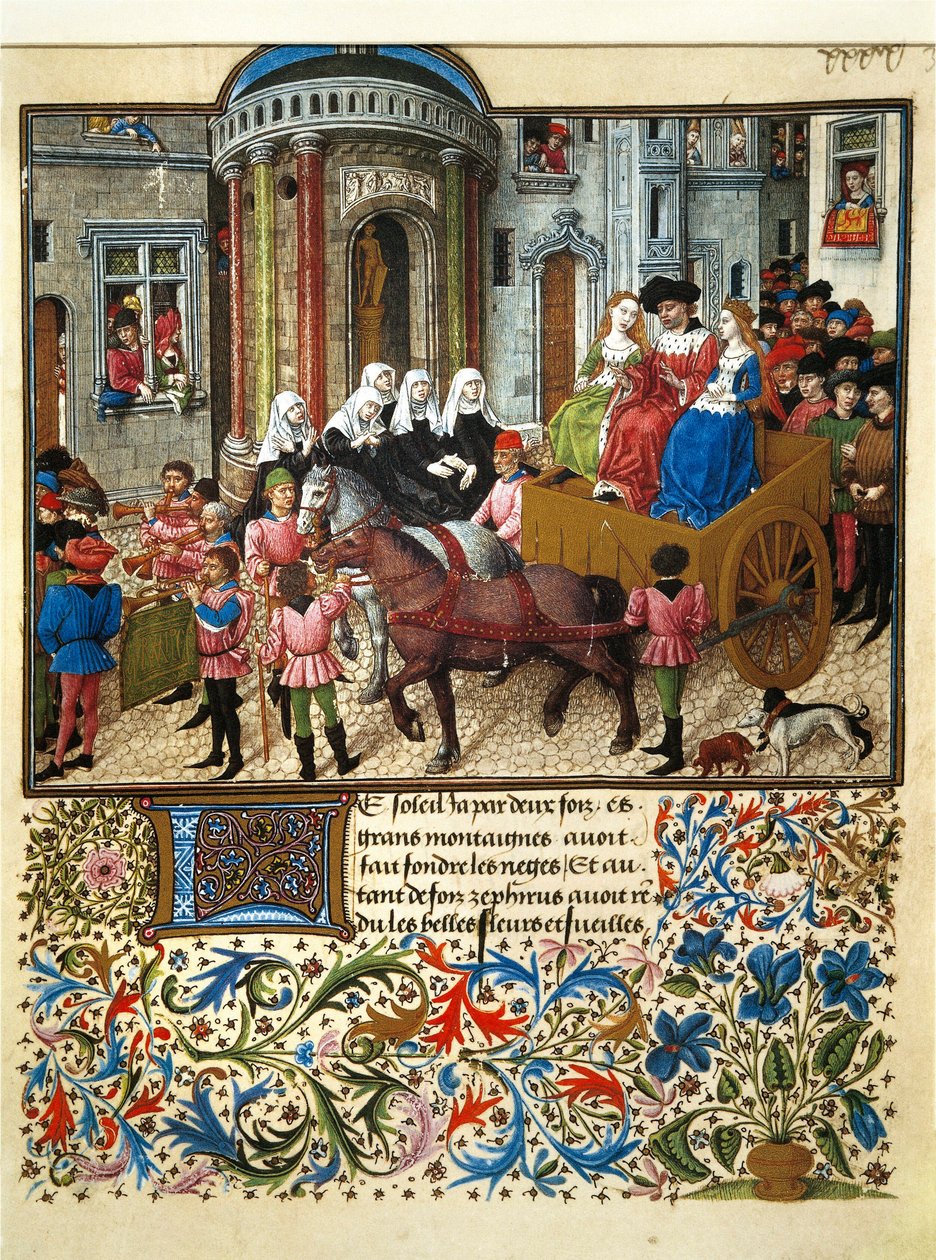Thesee a Athenes Miniature de um manuscrito francês de "Teseida delle nozze di Emilia" de Giovanni Boccaccio (Boccace) (1313-1375) de Unknown artist