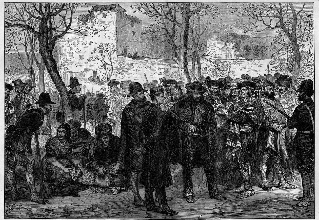 Terceira Guerra da Lista de Carros (1872-1876): Prisioneiros da Carlist no Alhambre de Granada. de Unknown artist