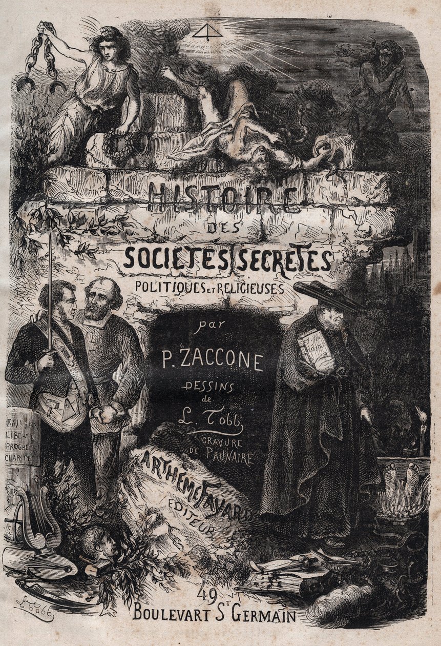 Página de título de "Histoire des societes secretes, politiques et religieuses" de Pierre Zaccone (1817-1895) de Unknown artist