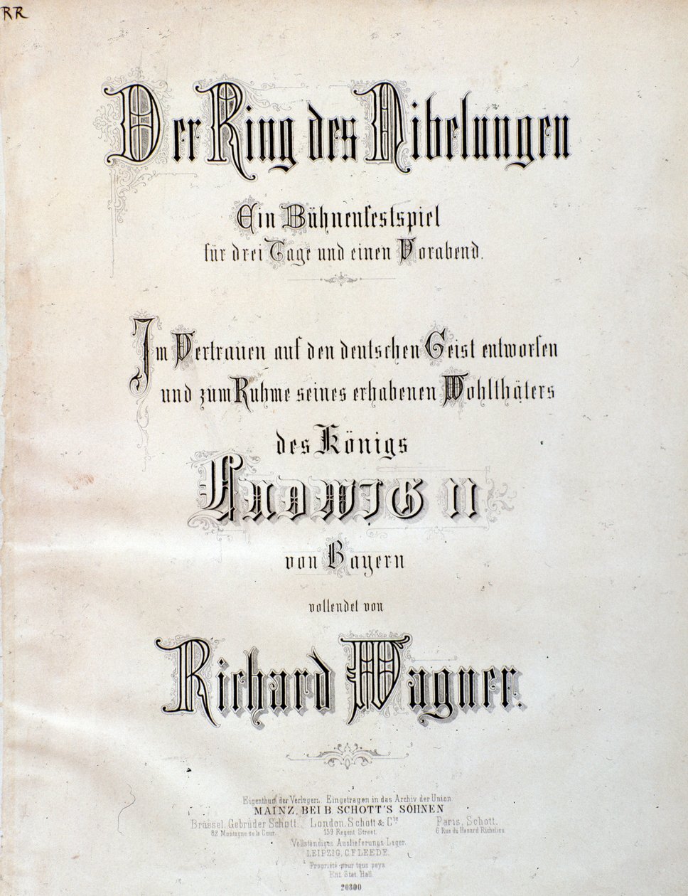 Página de título da partitura musical Der Ring des Nibelungen de Wagner de Unknown artist