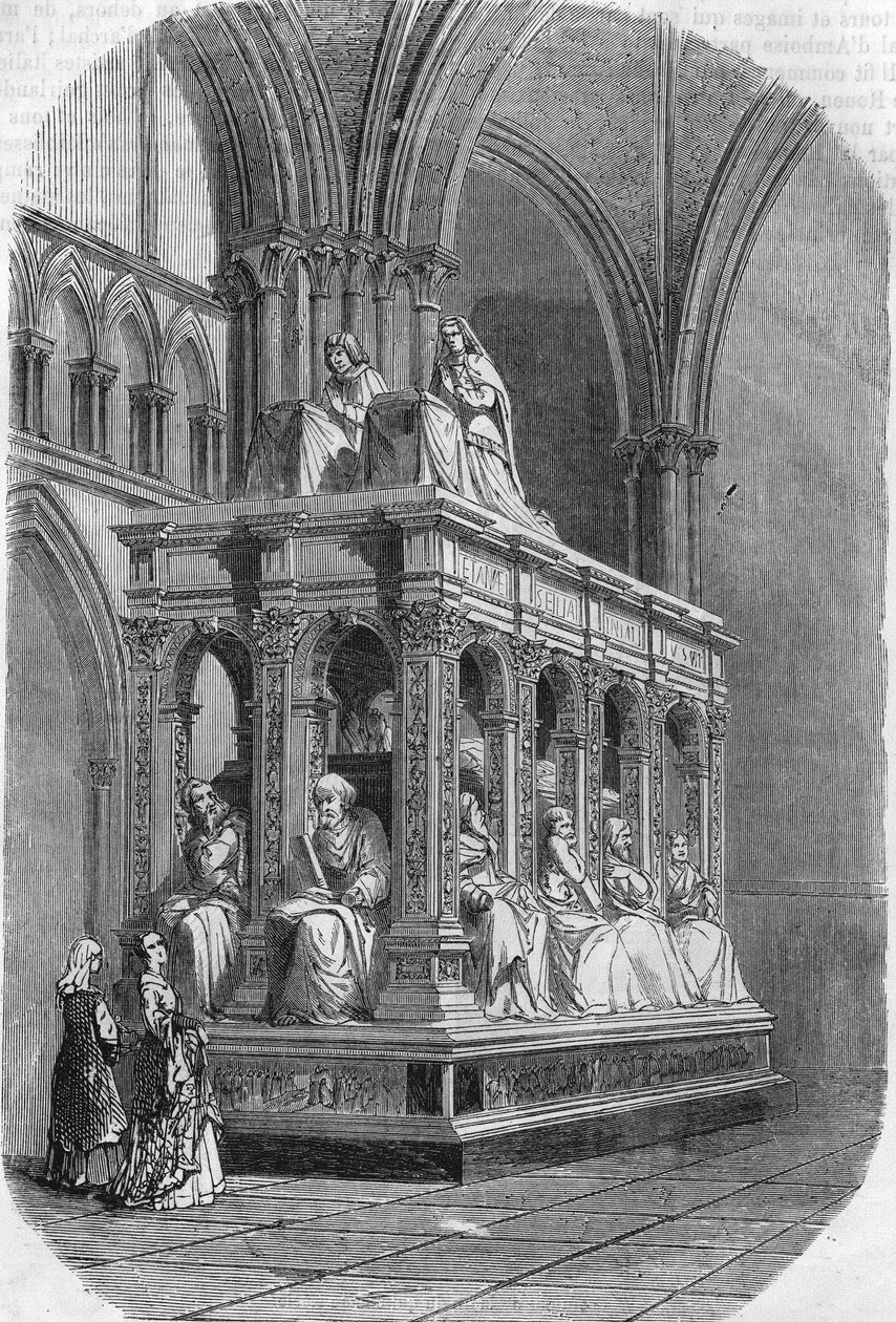Túmulo de Luís XII Rei de França (1462-1515) e Ana de Bretanha (1477-1514). Gravura do século XIX. de Unknown artist