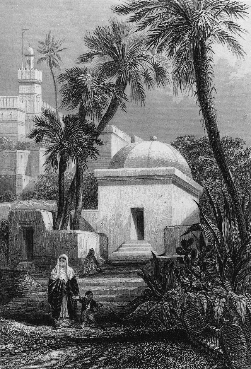 Túmulos dos habitantes mouros num cemitério de Argel em Bab-el-Oued de Unknown artist