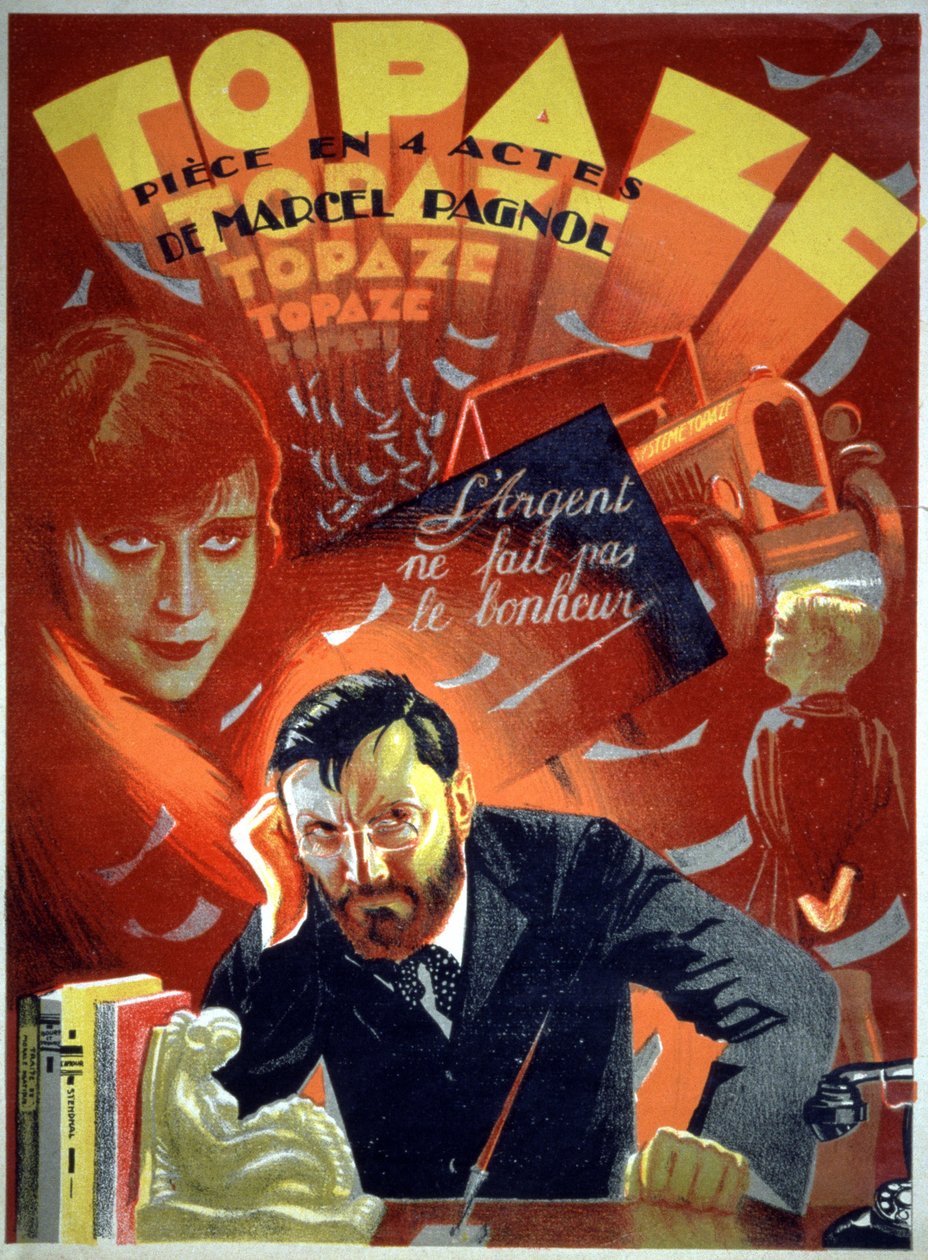 Topaze, peça de teatro de Pagnol, c. 1930-1940 (cartaz) de Unknown Artist