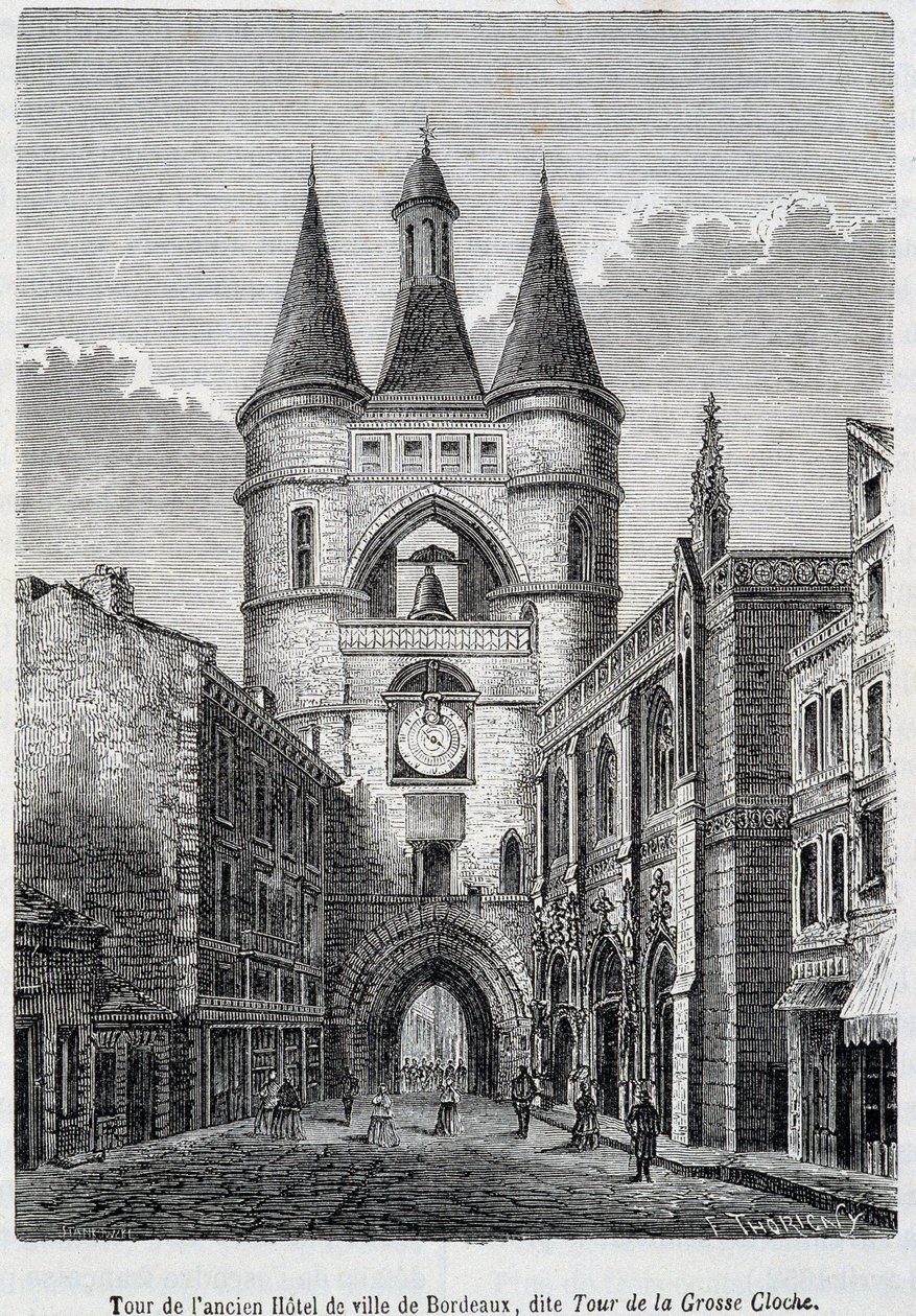 Tour do antigo Hôtel de Ville de Bordeaux, conhecido como "Tour de la Grosse Bell" - gravura de Unknown artist