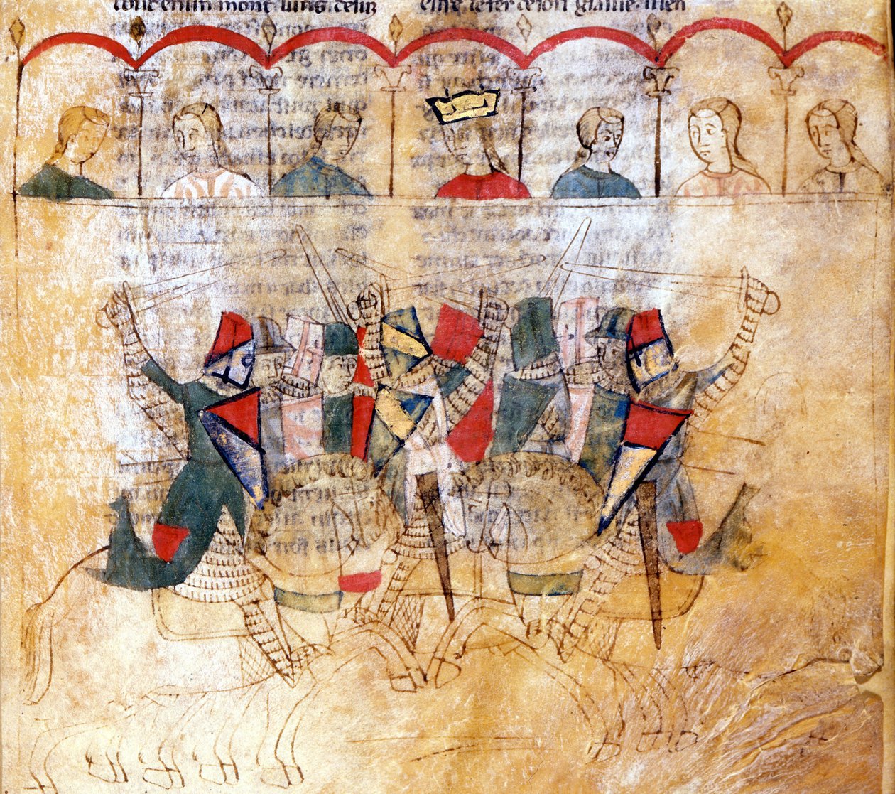 Cena do torneio após o manuscrito "Lancelot du Lac" do século XIII. Biblioteca Nazionale Marciana Veneza. de Unknown artist
