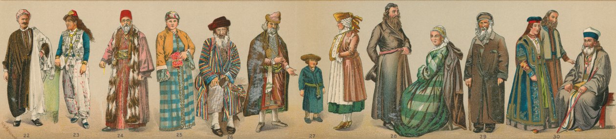 Trajes tradicionais do povo judeu, de "The Jewish Encyclopedia" (A Enciclopédia Judaica) de Unknown artist