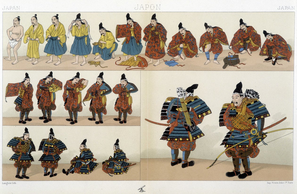 Roupa tradicional de Samurai japonês - em "The Historical Costume" de Racinet de Unknown artist