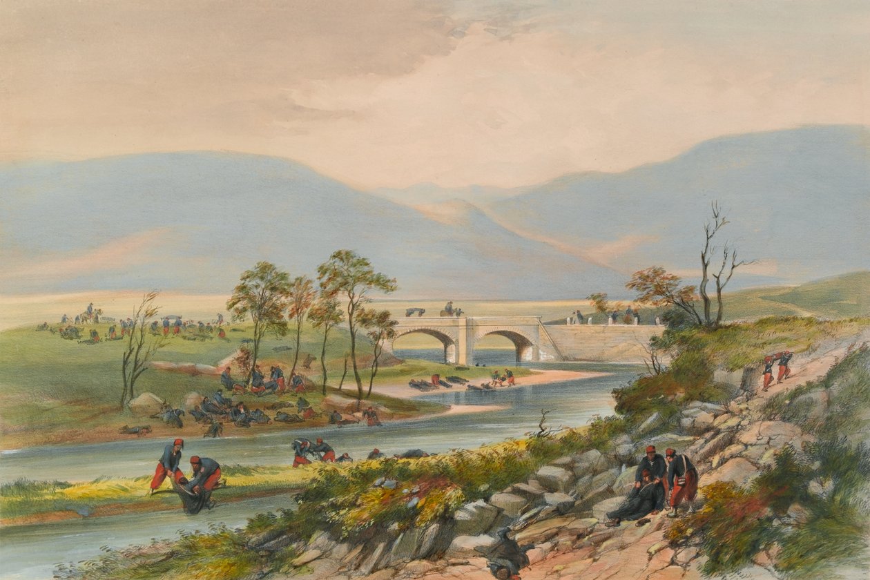  Ponte Traktir após a batalha de Tchernaya , 1855 de Unknown
