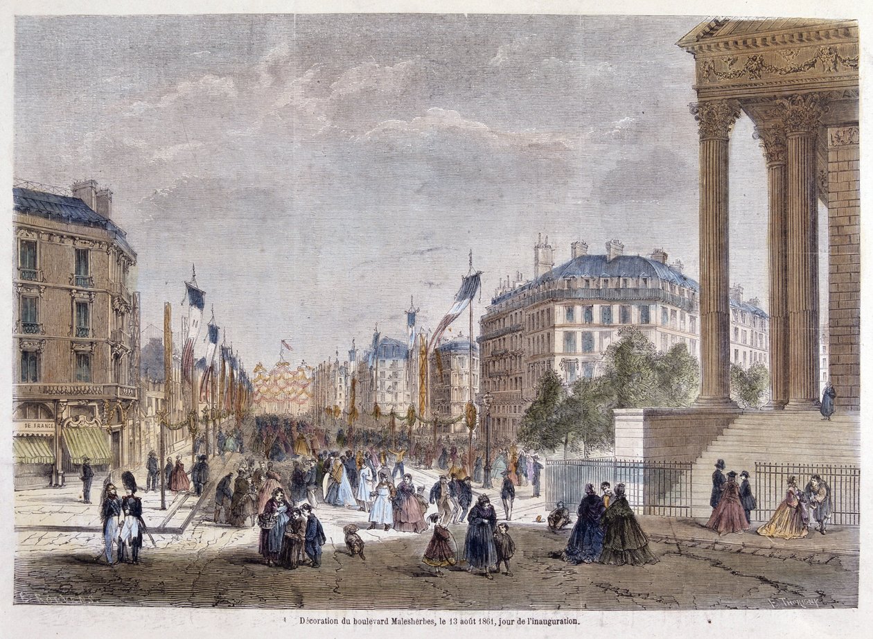 Transformações de Paris sob o Segundo Império, Haussmann Paris. Inauguração do Boulevard Malesherbes (obras de Haussmann) de Unknown artist