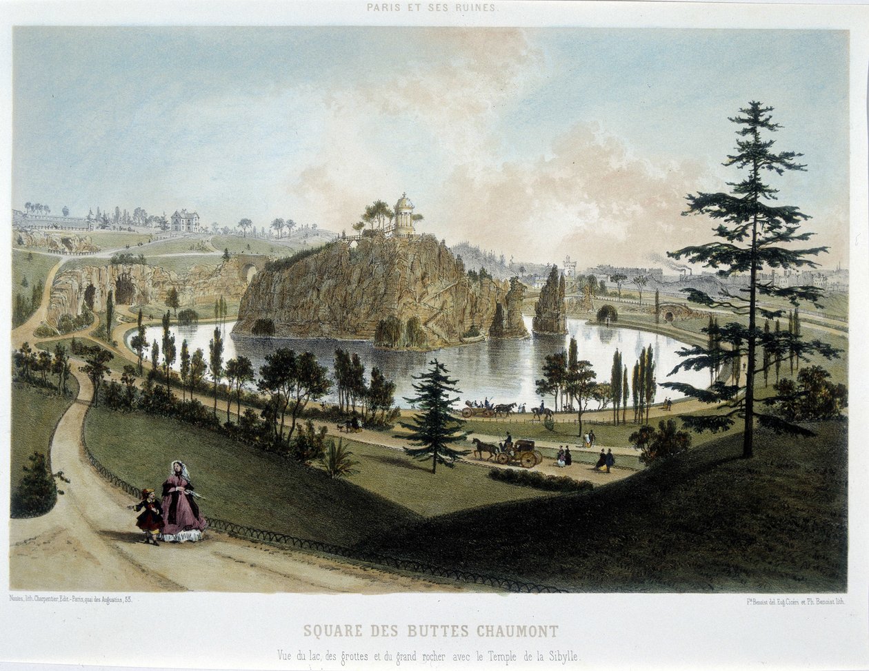 Transformações de Paris sob o Segundo Império, Haussmann Paris. O Jardim de Buttes Chaumont de Unknown artist