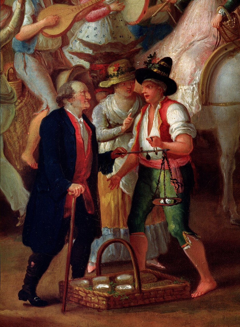 Vendedor ambulante de pintura mozzarellas Anónima. Século XIX Nápoles, Museo di San Martino de Unknown artist