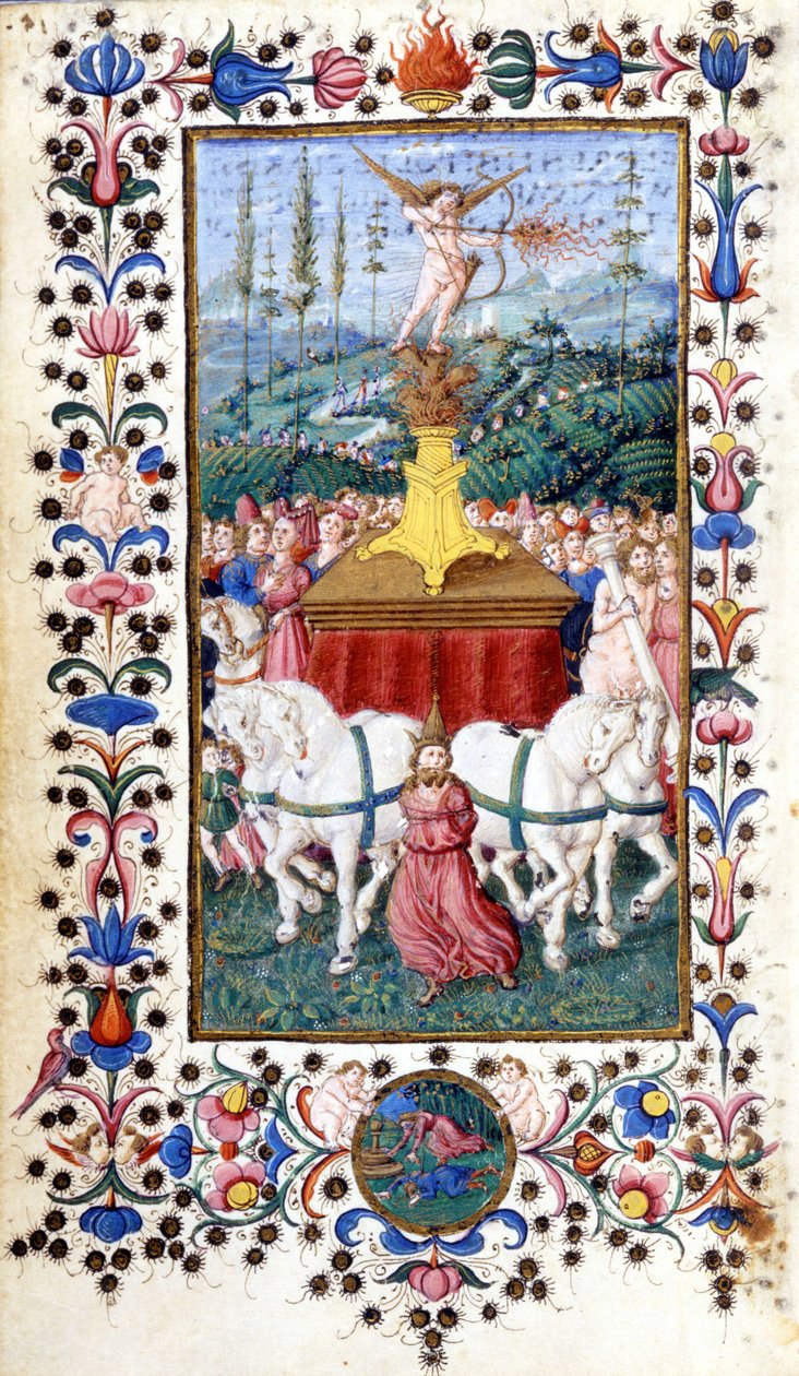 Triunfus Amoris (triunfo do amor) por Francesco Petrarca (Petrarca). Manuscrito do século XV. Trivulziana, Milão. de Unknown artist