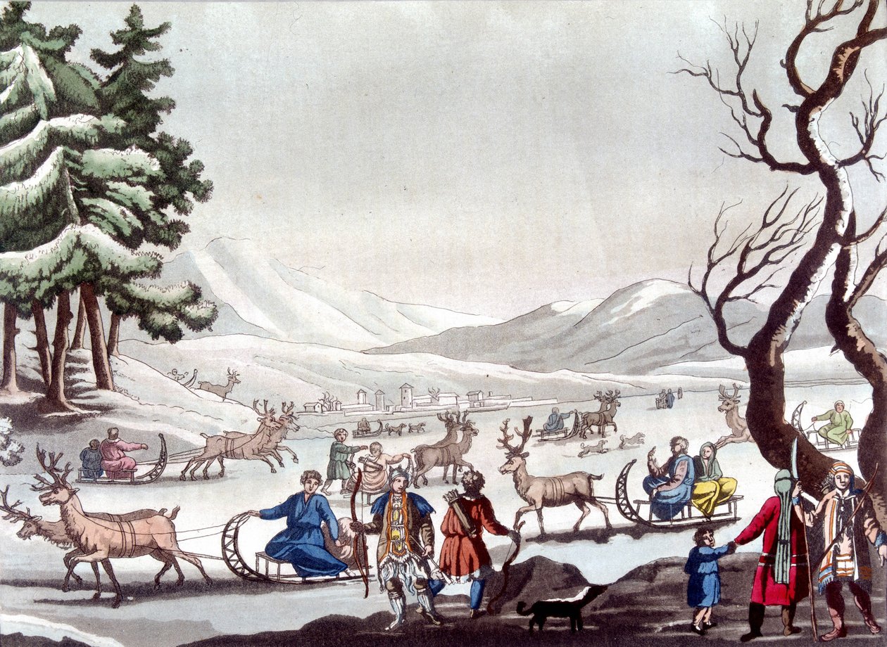 Tunguses, Sibéria. Desenho de Cartelli. Bibliotheque des arts décoratifs de Paris. "O traje antigo e moderno" de Unknown artist