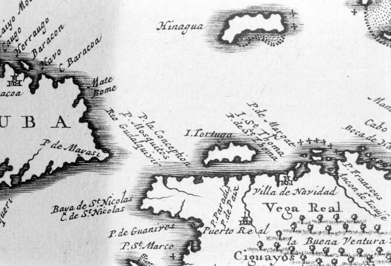 Ilha das Tartarugas e Santo Domingo a partir de um mapa do século XVII de Pierre Vandier. de Unknown artist