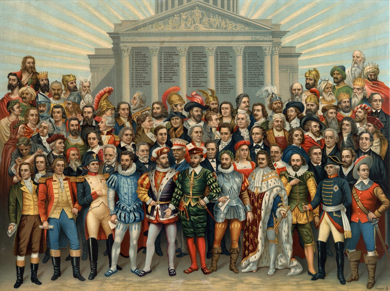 UNIVERSAL PANTHEON OF MAIN MEN CELEBRES cromolitografia de Sauvage cir de Unknown artist