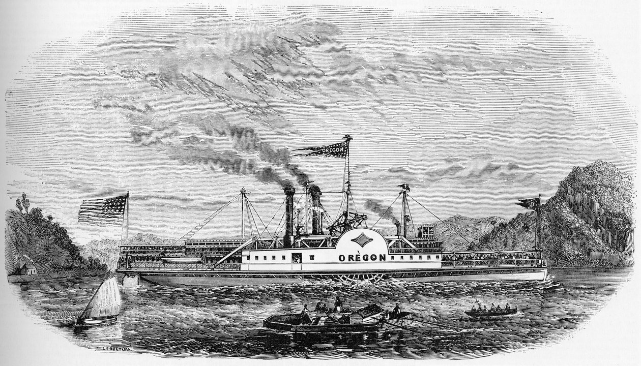 História dos EUA: Barco a vapor - Oregon (gravura) de Unknown artist