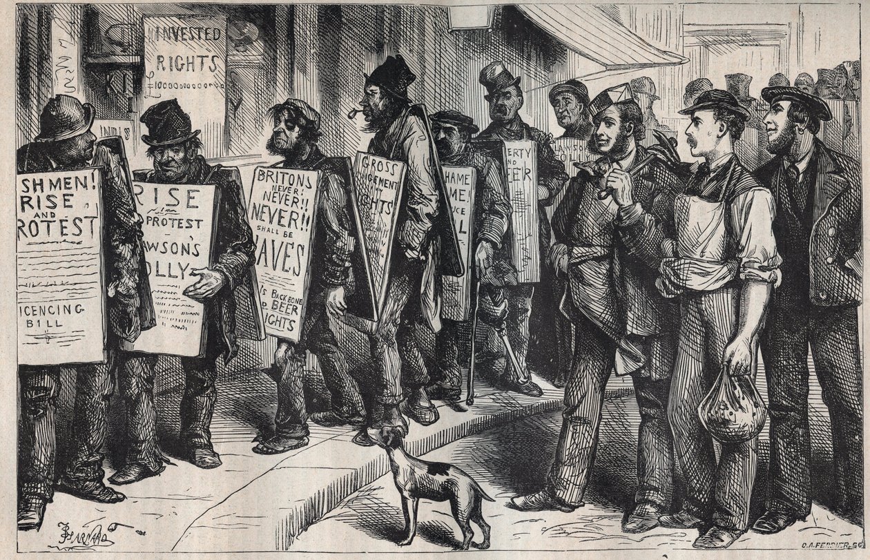 EUA: protesto em nome da Liga contra o abuso de álcool 1875 de Unknown artist